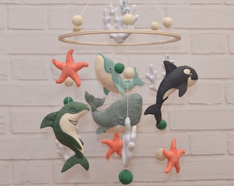 Crib Mobile Ocean. Baby Mobile. Ocean Nursery Decor. Hanging Mobile. Whale Baby Mobile. Coastal Baby Mobile. Surf Nursery Decor. Crib Toys.