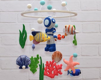 Baby Mobile Ocean. Coastal Baby Mobile. Retro Nursery Decor. Baby Shower Gift Ideas. Crib Mobile. Newborn Gift Boy. Nursery Decor Ocean.