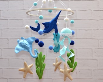 Baby Mobile Ocean. Nursery Decor Ocean. Crib Mobile. Baby Mobile Boy. Baby Mobile Girl. Mobile Baby Sea. Baby Shower Gift. Mobile for Crib.