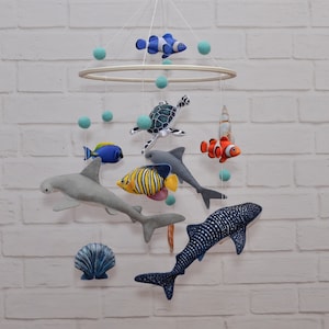 Baby Mobile Ocean. Crib Mobile. Custom Baby Mobile. Gender Neutral Mobile. Baby Room Decor. Nursery Decor. Whale Shark Mobile. Hummer Shark.