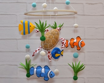 Baby Mobile. Nursery Decor Ocean. Crib Mobile Sea. Baby Shower Gift for Boy. Newborn Gift for Girl. Crib Decor Ocean. Hanging Mobile.