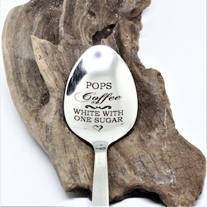 Pops coffee custom engraved teaspoon - Custom Engraved to order.
