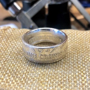 Australian Sterling Silver Crown Coin Ring