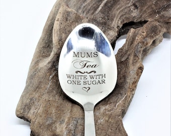 Mums tea custom engraved teaspoon - Custom Engraved to order.