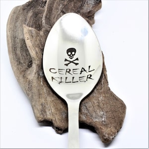 Cereal Killer Spoon custom engraved spoon - Custom Engraved to order in stainless steel, silver plate or sterling silver.