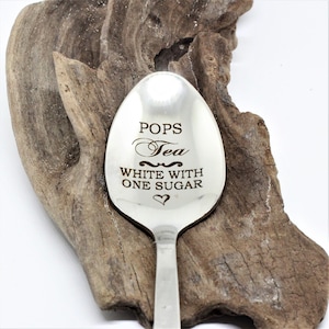 Pops tea custom engraved teaspoon - Custom Engraved to order.
