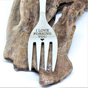 I love forking you custom engraved fork  - Custom Engraved to order in stainless steel, silver plate or sterling silver.