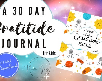 Gratitude Journal | Gratitude Journal for Kids | 30 Days of Gratitude | Printable Gratitude Journal | Positive Affirmations | Cosmic Journal