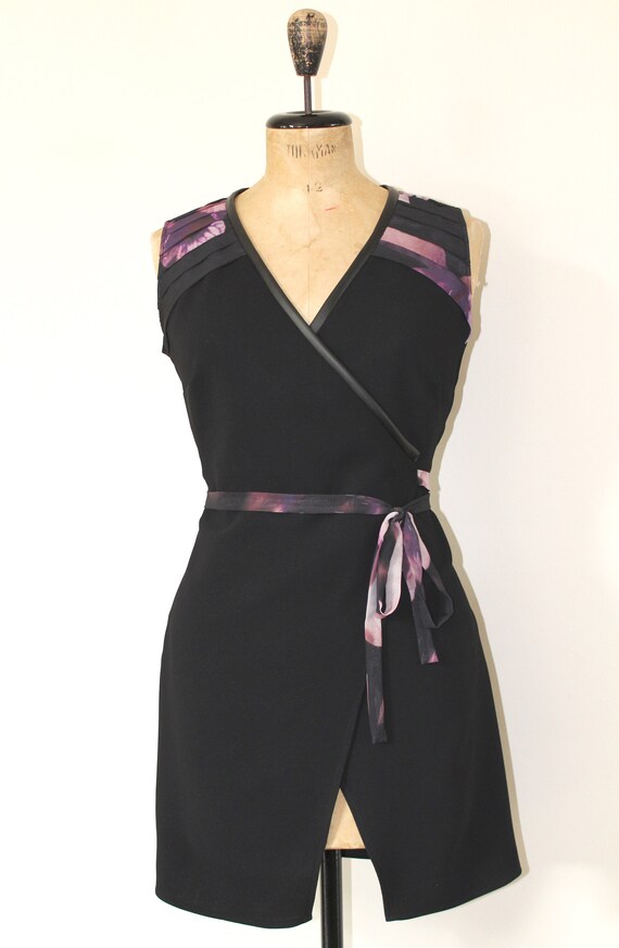 black crepe wrap dress