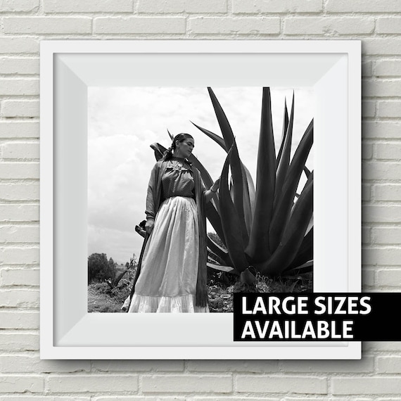 Frida Kahlo Print Frida With Agave Cactus Plant Mexican Artist Classic  Black White Photo Mexico Art Print Wall Art Painting - Etsy