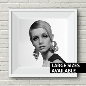 Twiggy Print Twiggy Poster Celebrity Pop Art Celebrity Photo Black and White, Iconic Art Print, Wall Art Print, Poster 1960s