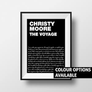 Christy Moore The Voyage Poster Art Print Irish Ireland Song Lyrics Dubliners Luke Kelly The Fureys Belfast Dublin Cork Galway