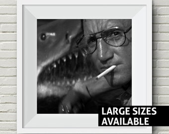 film posters 80s Roy Scheider Print, Jaws Movie, Black and White Monroe, Iconic Art Print, Wall Art, Art Print, Movie Poster, 1970s, 1980s