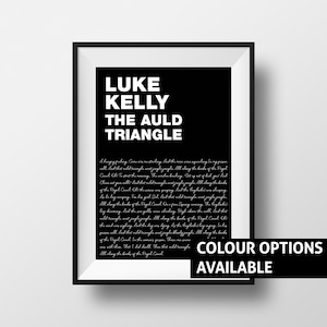 Luke Kelly The Auld Triangle Music Poster Art Print Irish Ireland Song Lyrics Dubliners Luke Kelly The Fureys Belfast Dublin Cork Galway