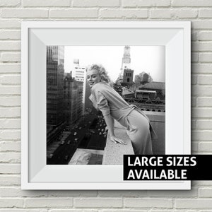 Stampa di Marilyn Monroe, Marilyn Monroe che fuma Marilyn Monroe New York Arte in bianco e nero, Stampa artistica iconica, Monroe Rooftop