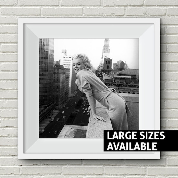 Impression de Marilyn Monroe, Marilyn Monroe Smoking Marilyn Monroe New York art noir et blanc, impression d'art emblématique, toit de Monroe