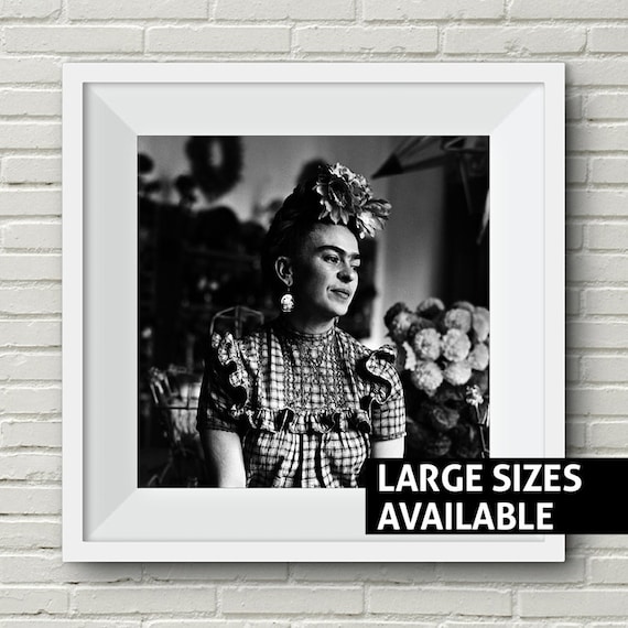 Frida Kahlo Print, Classic Black and White, Mexico Art, Mexican Artist, Wall Art, Artist Painting, Gift for wife husband