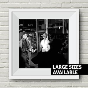 Marilyn Monroe Poster The Seven Year Itch White Dress Black and White Print, Fashion Makeup, Iconic Art Print, Pin up