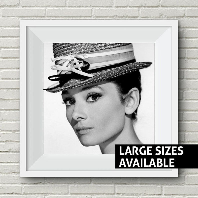 Iconic Art Print 1960s Large Poster FREE SHIPPING Classic Black and White Art Wall Art Audrey Hepburn Print 1950s Art Print