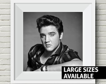 Elvis Presley Print, Classic Black and White, Love Me Tender, The Wonder of You, Wall Art, Suspicious Minds, 1970s Music