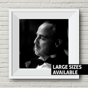 La stampa del Padrino, Marlon Brando, Arte in bianco e nero, Stampa d&#39;arte iconica, Arte da parete, Stampa artistica, Poster grande, 1960, 1970