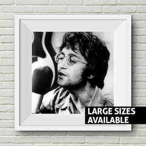 John Lennon Print, The Beatles, Black and White Art, Iconic Art Print, Wall Art, Art Print, Large Poster, 1960s, 1970s