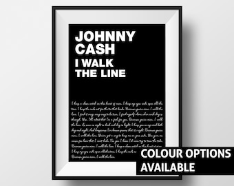 Johnny Cash Walk the Line Musik Poster Kunst Druck Irisch Irland Songtexte Dubliners Luke Kelly The Fureys Atlanta Dublin Cork Galway