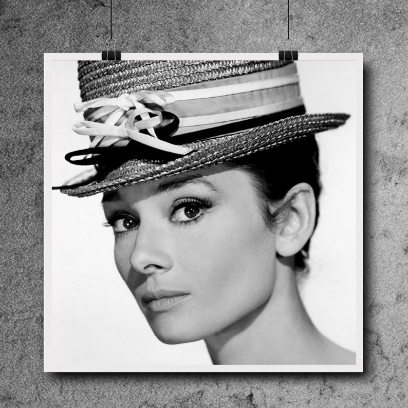 Iconic Art Print 1960s Large Poster FREE SHIPPING Classic Black and White Art Wall Art Audrey Hepburn Print 1950s Art Print