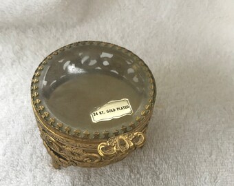 Vintage Trinket Box 24k Gold Plated