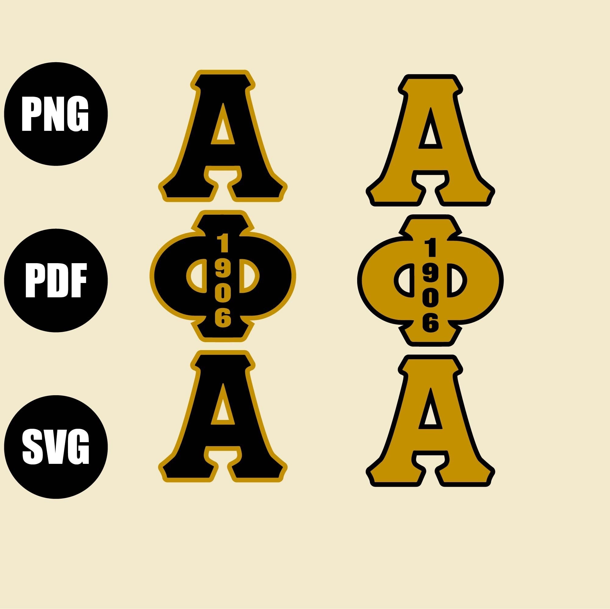 Alpha Phi Alpha Vertical Letters 1906 Knockout Greek Etsy