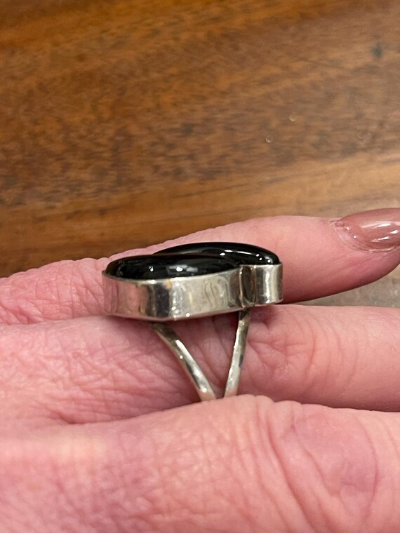 Sterling Silver and Black Onyx and Silver Ring si… - image 3
