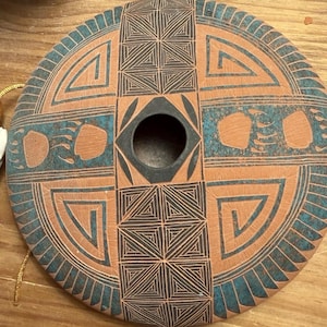Vintage Handmade Clay Seed Pot Pottery Acoma Pueblo by Joe and Sandra Lewis in 2002-7” x 1.5”
