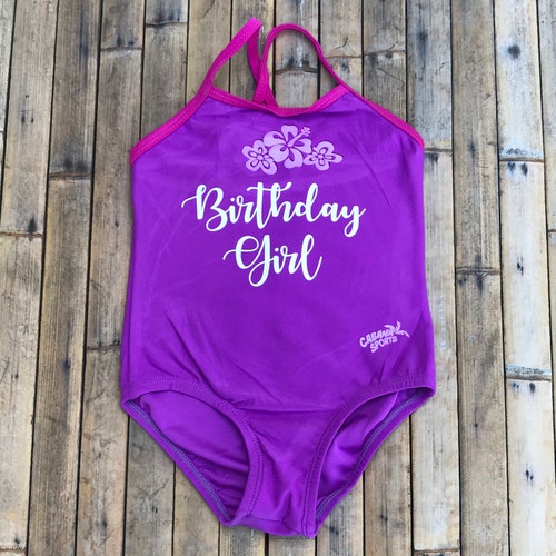 Birthday Girl Swimsuit Girls Swimwear Etsy