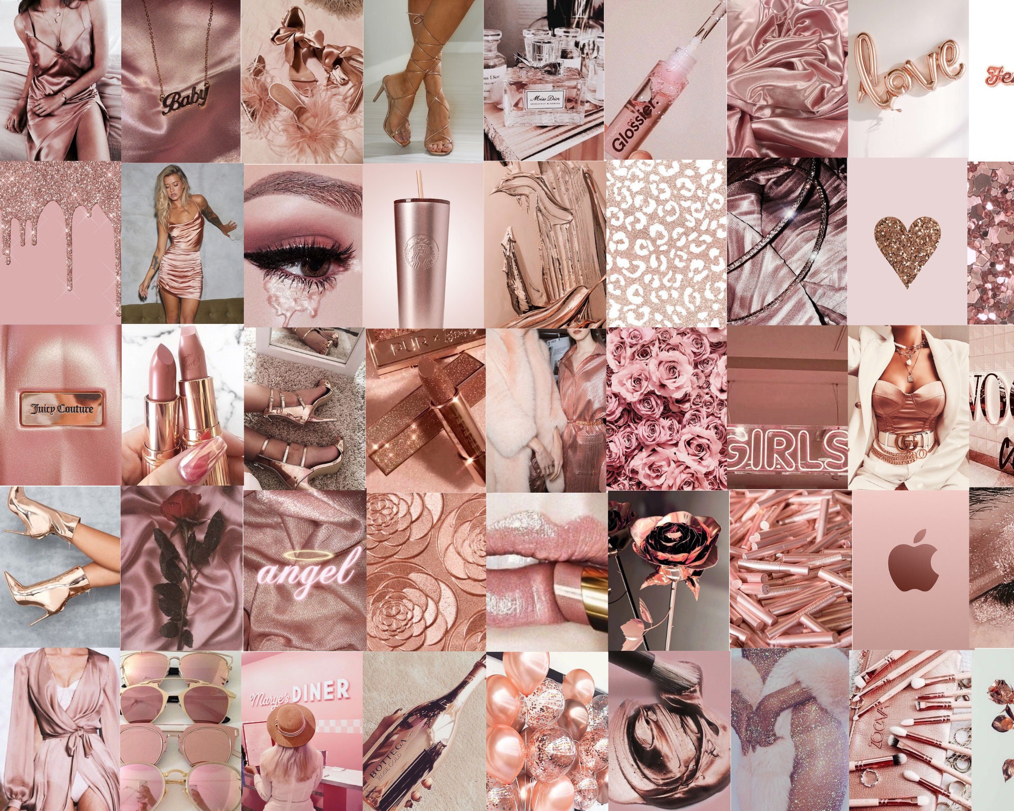 70 Rose Gold aesthetic Wall Collage kit digital download Etsy
