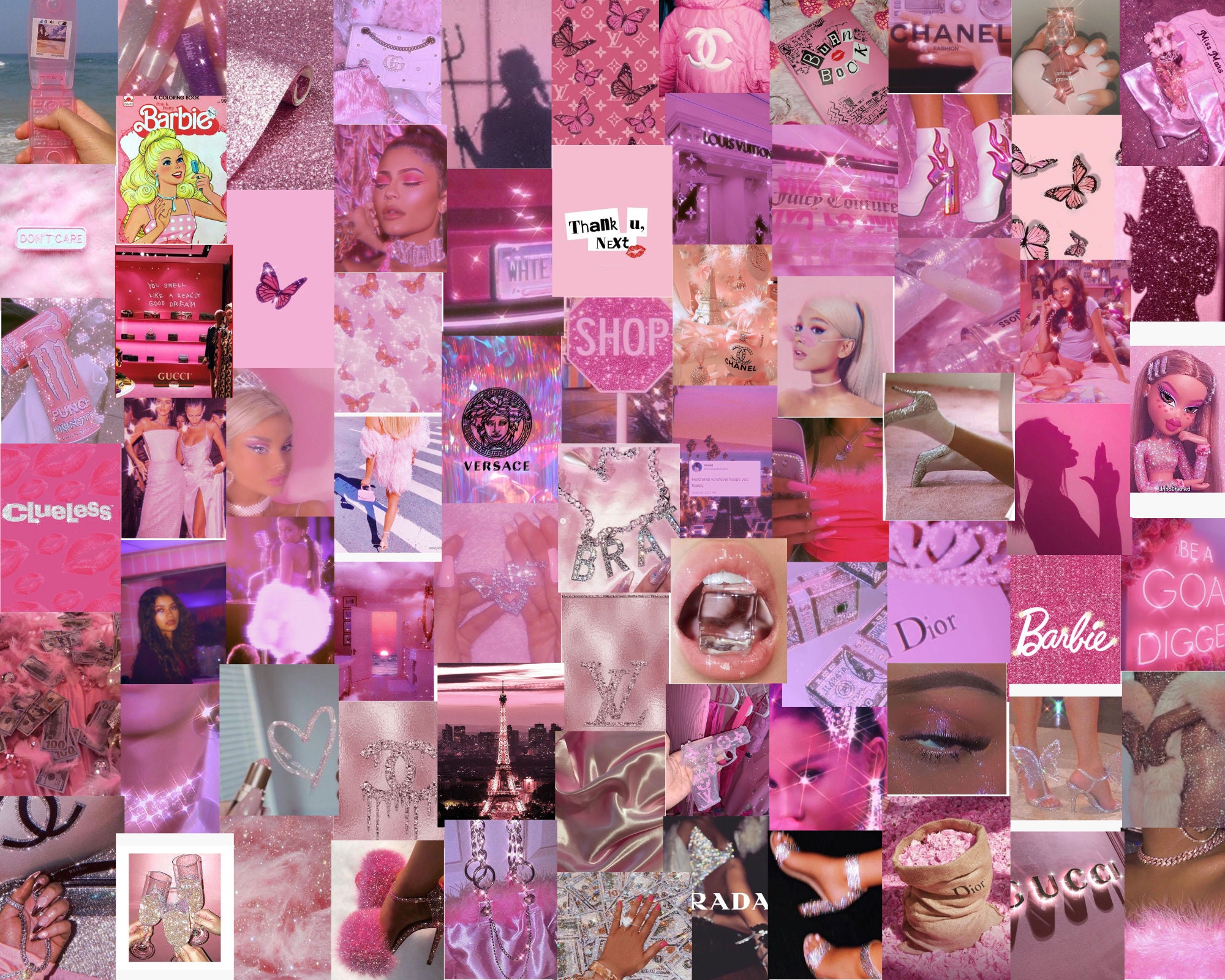100 Boujee Pink Wall Collage Kit Digital Download 