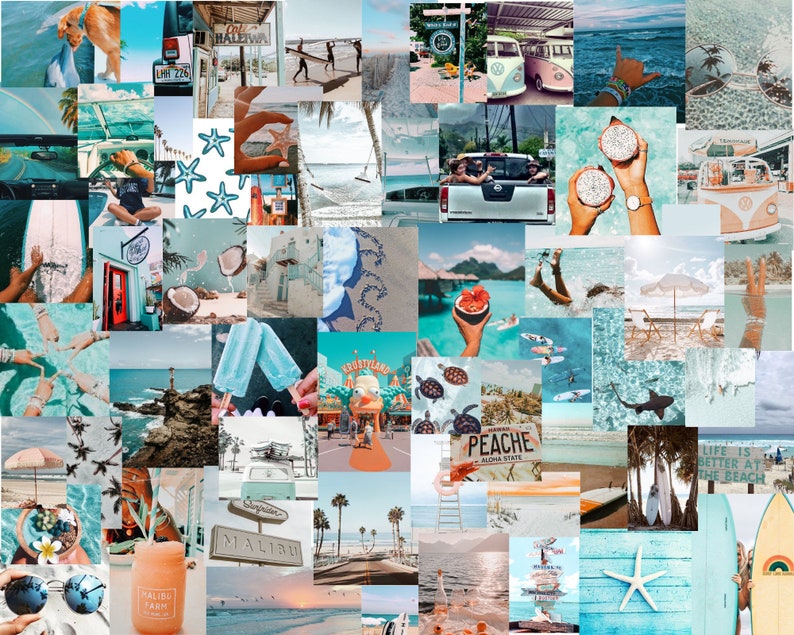 60 Beach aesthetic Wall Collage kit Digital Download Etsy