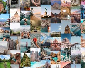100+ Wonderlust Travel Aesthetic Wall Collage kit *digital download