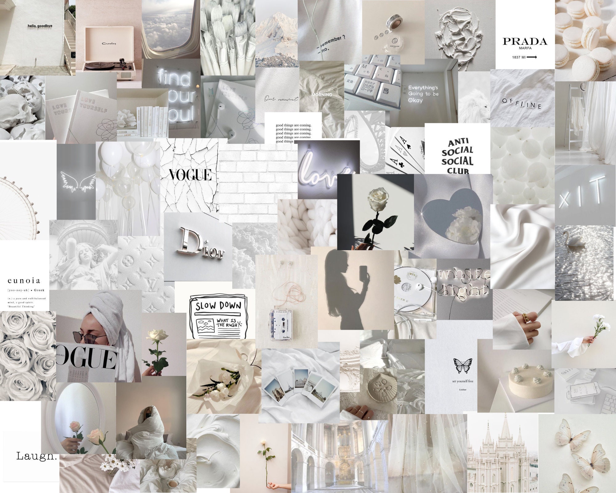 70 White aesthetic Wall Collage kit digital download | Etsy