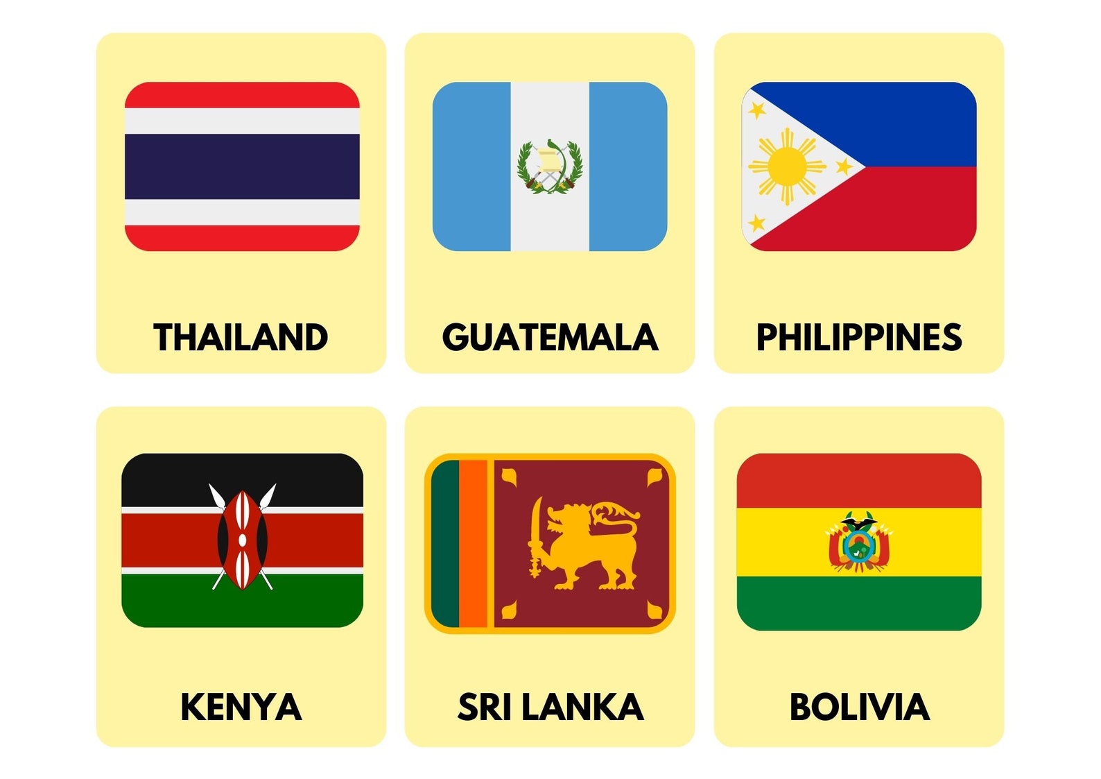 Printable Flag Flashcards Geography Social Science Flags of Etsy