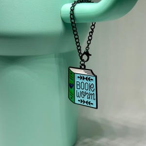 Book Worm Tumbler Charm - For Cups with Handles! Stanley, Brumate, Ozark Trail, etc