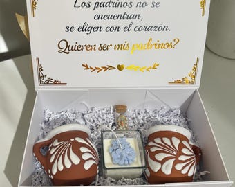 Vasos de Barro,  Proposal Box for Godparents, First Communion Confirmation, Padrinos