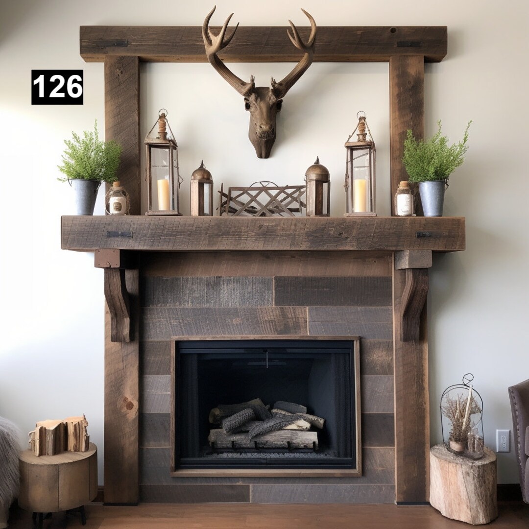 Gorgeous Reclaimed Wood Beam Fireplace Mantel With Wooden Corbels #126 ...