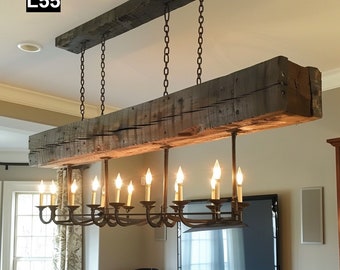 Reclaimed Wood Beam Chandelier L55