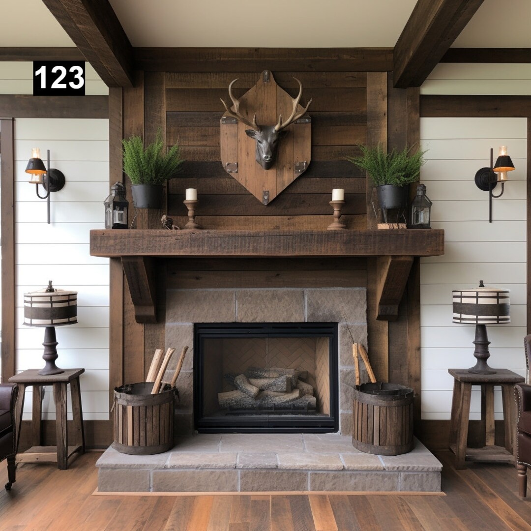 Gorgeous Reclaimed Wood Beam Fireplace Mantel With Wooden Corbels #123 ...