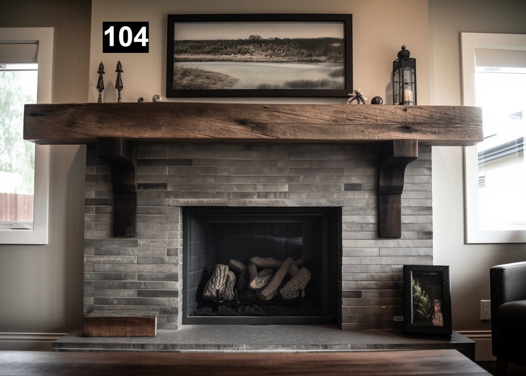 Gorgeous Reclaimed Wood Beam Fireplace Mantel With Wooden Corbels #104 ...