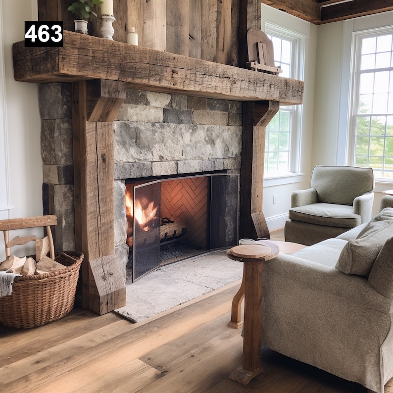 Regal Looking Reclaimed Wood Beam Fireplace Mantel With Legs #463 - Etsy