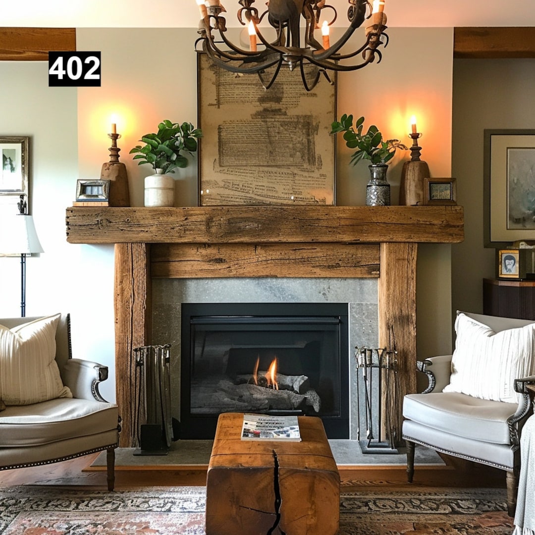 Regal Looking Reclaimed Wood Beam Fireplace Mantel With Legs #402 - Etsy