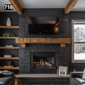 Custom Reclaimed Wood Beam Fireplace Mantels with Matching Shelves #718