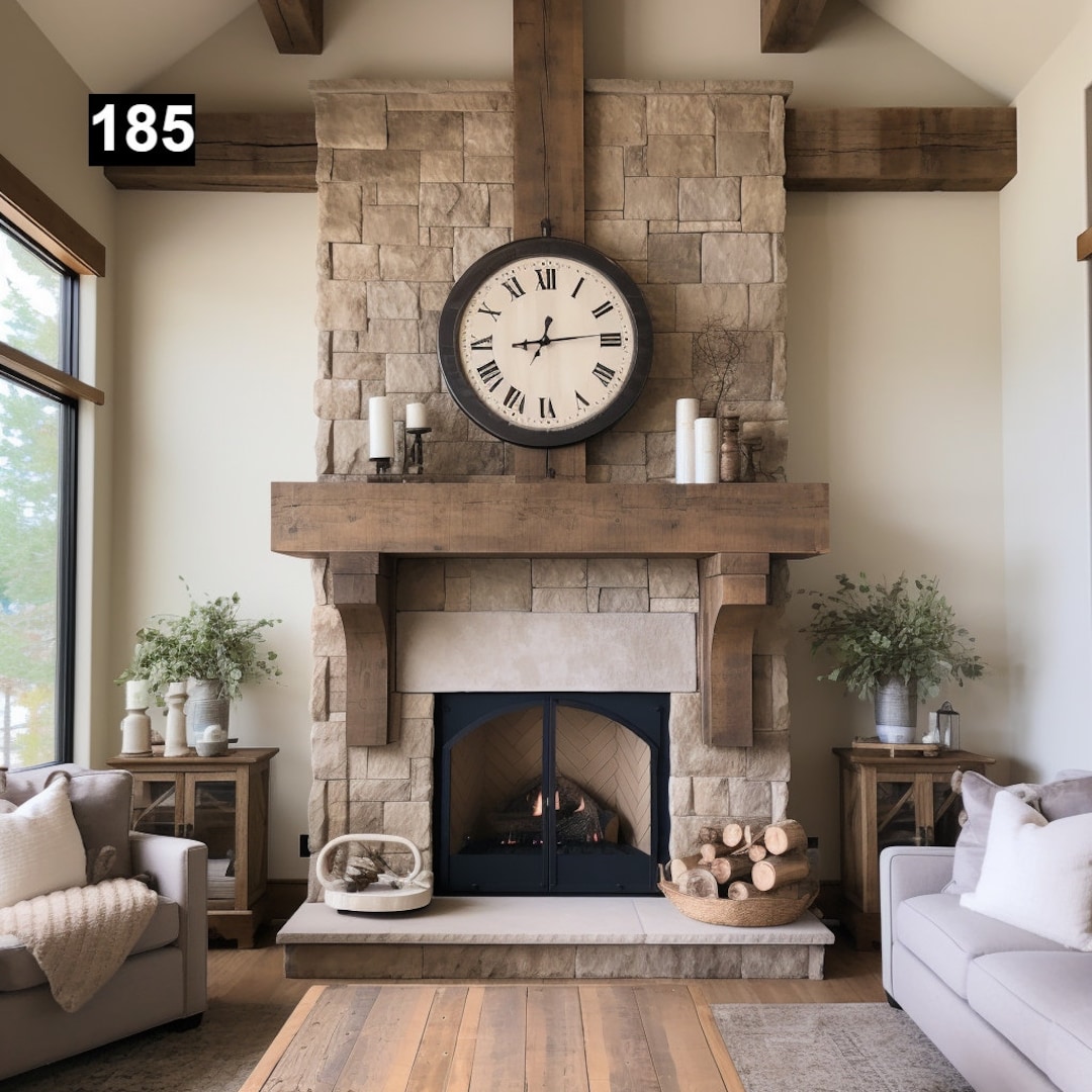 Gorgeous Reclaimed Wood Beam Fireplace Mantel With Wooden Corbels #185 ...