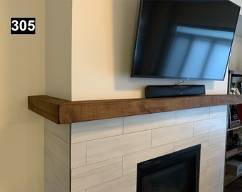 Cozy Looking Reclaimed Wood Beam Wrap-Around Fireplace Mantel #305